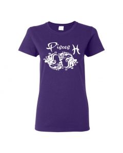 Pisces Horoscope Womens T-Shirts-Purple-Womens Large