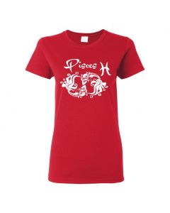 Pisces Horoscope Womens T-Shirts-Red-Womens Large