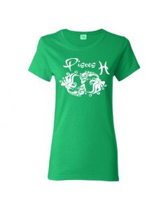 Pisces Horoscope Womens T-Shirts-Green-Womens Large