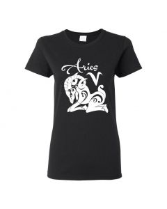 Aries Horoscope Womens T-Shirts-Black-Womens Large