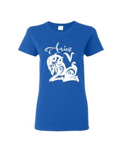 Aries Horoscope Womens T-Shirts-Blue-Womens Large