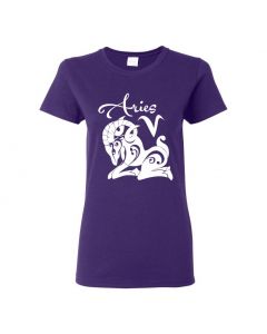 Aries Horoscope Womens T-Shirts-Purple-Womens Large