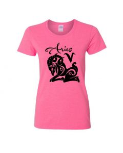 Aries Horoscope Womens T-Shirts-Pink-Womens Large