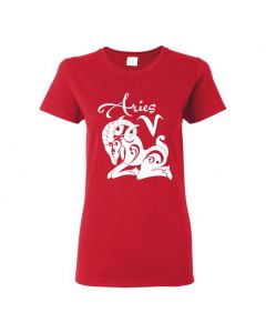 Aries Horoscope Womens T-Shirts-Red-Womens Large