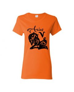 Aries Horoscope Womens T-Shirts-Orange-Womens Large