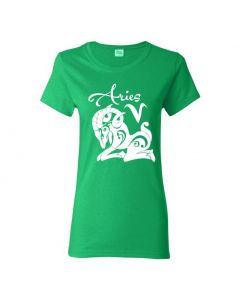 Aries Horoscope Womens T-Shirts-Green-Womens Large