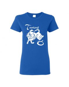 Taurus Horoscope Womens T-Shirts-Blue-Womens Large