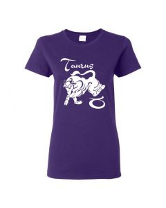 Taurus Horoscope Womens T-Shirts-Purple-Womens Large