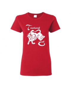 Taurus Horoscope Womens T-Shirts-Red-Womens Large