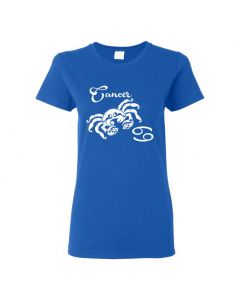 Cancer Horoscope Womens T-Shirts-Blue-Womens Large