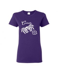 Cancer Horoscope Womens T-Shirts-Purple-Womens Large