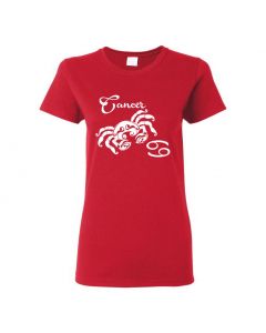 Cancer Horoscope Womens T-Shirts-Red-Womens Large