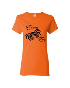 Cancer Horoscope Womens T-Shirts-Orange-Womens Large