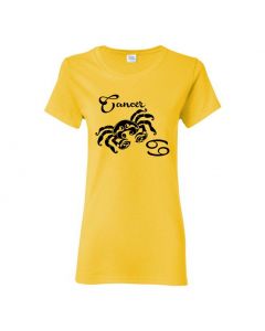 Cancer Horoscope Womens T-Shirts-Yellow-Womens Large