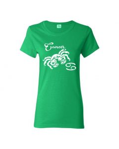 Cancer Horoscope Womens T-Shirts-Green-Womens Large