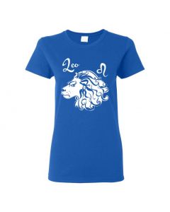 Leo Horoscope Womens T-Shirts-Blue-Womens Large