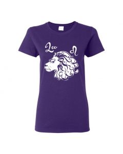 Leo Horoscope Womens T-Shirts-Purple-Womens Large