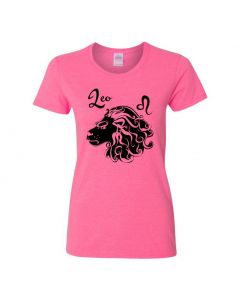 Leo Horoscope Womens T-Shirts-Pink-Womens Large