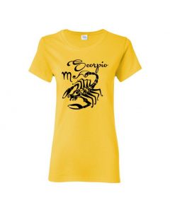 Scorpio Horoscope Womens T-Shirts-Yellow-Womens Large