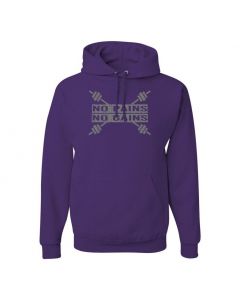 No Pains No Gains Pullover Hoodies-Purple-Large
