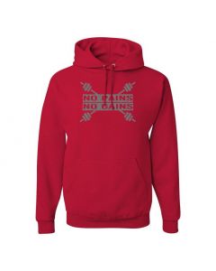 No Pains No Gains Pullover Hoodies-Red-Large