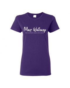 Malt Whiskey, The Happiest Drink On Earth Womens T-Shirts-Purple-Womens Large