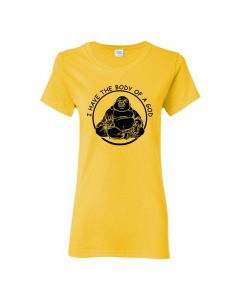 I Have The Body Of A God Womens T-Shirts-Yellow-Womens Large