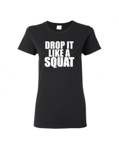 Drop It Like A Squat Womens T-Shirts-Black-Womens Large