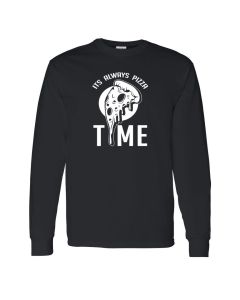 It's Always Pizza Time Graphic Black Mens Long Sleeve Shirts