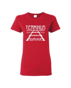 Terminus Those Who Arrive Survive - The Walking Dead Womens T-Shirts-Red-Womens Large