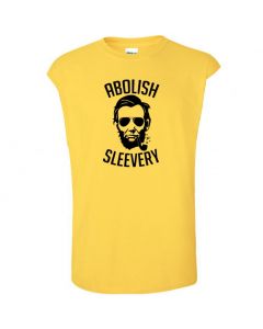 Abolish Sleevery Mens Cut Off T-Shirts-Yellow-Large