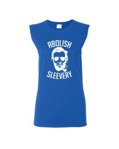 Abolish Sleevery Womens Cut Off T-Shirts-Blue-Womens Large