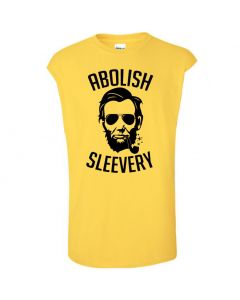 Abolish Sleevery Youth Cut Off T-Shirts-Yellow-Youth Large / 14-16