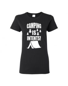 Camping Is In Tents Womens T-Shirts-Black-Womens Large