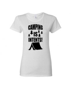 Camping Is In Tents Womens T-Shirts-White-Womens Large