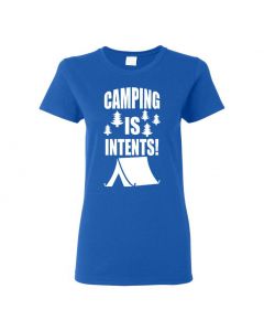 Camping Is In Tents Womens T-Shirts-Blue-Womens Large
