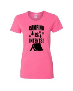 Camping Is In Tents Womens T-Shirts-Pink-Womens Large