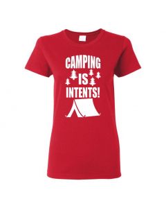 Camping Is In Tents Womens T-Shirts-Red-Womens Large