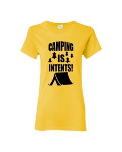 Camping Is In Tents Womens T-Shirts-Yellow-Womens Large