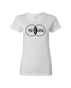 Music I Like Venn Diagram Womens T-Shirts-White-Womens Large
