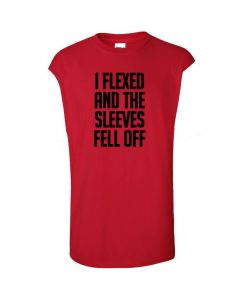 I Flexed And The Sleeves Fell Off Mens Cut Off T-Shirts-Red-Large
