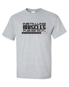 Installing Muscles, Please Wait Youth T-Shirt-Gray-Youth Large
