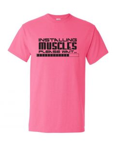 Installing Muscles, Please Wait Youth T-Shirt-Pink-Youth Large