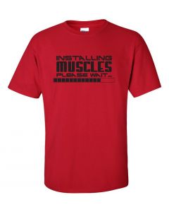 Installing Muscles, Please Wait Youth T-Shirt-Red-Youth Large