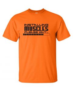 Installing Muscles, Please Wait Youth T-Shirt-Orange-Youth Large