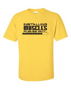 Installing Muscles, Please Wait Youth T-Shirt-Yellow-Youth Large