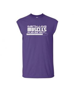 Installing Muscles, Please Wait Mens Cut Off T-Shirts-Purple-Large