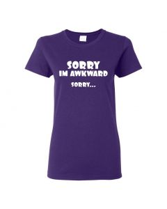 Sorry Im Awkward Sorry Womens T-Shirts-Purple-Womens Large
