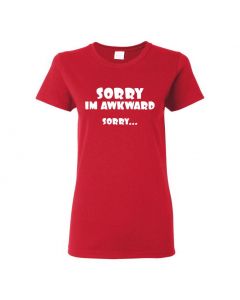 Sorry Im Awkward Sorry Womens T-Shirts-Red-Womens Large