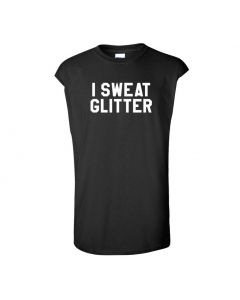 I Sweat Glitter Mens Cut Off T-Shirts-Black-2X-Large